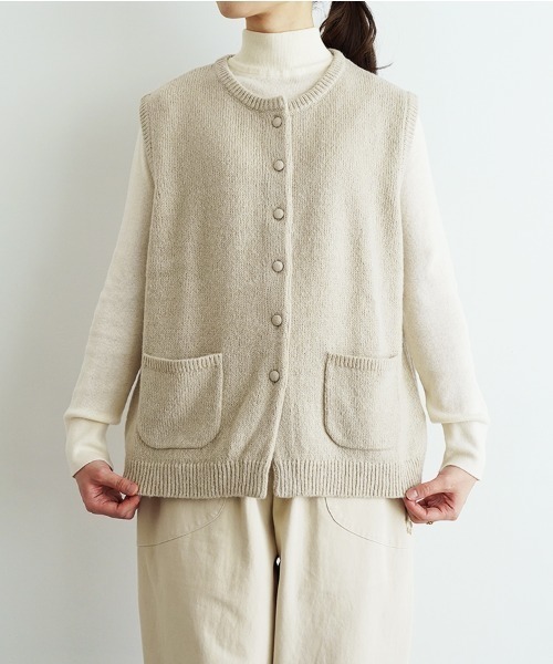 オオカミとフクロウ】ニットベスト ベージュ F 割引 オオカミと