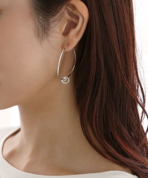 セール】［2WAY］スリムノットフープピアス（ピアス（両耳用