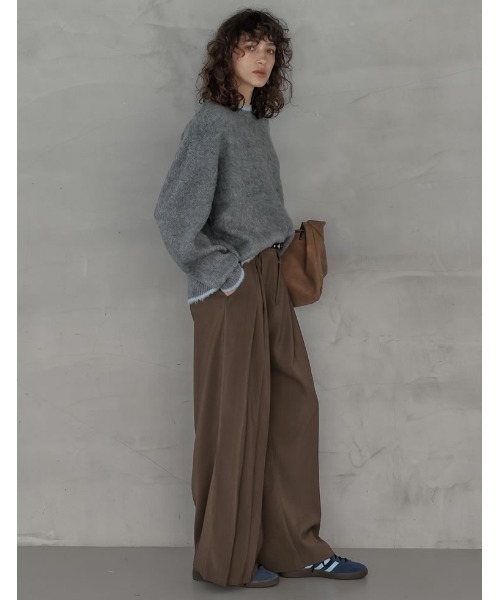 Re:EDIT（リエディ）の「[2025AW COLLECTION]配色モヘアライクシャギーニットトップス（ニット/セーター・レディース・レッド系/ブラウン系/ベージュ系/グレー系/ブラック系・LARGE/MEDIUM）」の12枚目の写真
