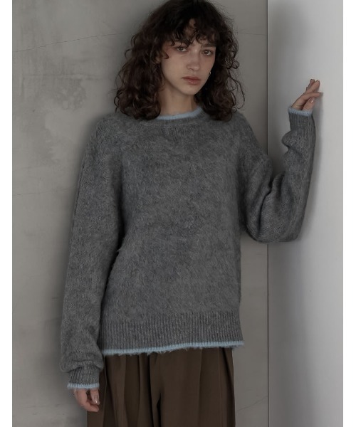 Re:EDIT（リエディ）の「[2025AW COLLECTION]配色モヘアライクシャギーニットトップス（ニット/セーター・レディース・レッド系/ブラウン系/ベージュ系/グレー系/ブラック系・LARGE/MEDIUM）」の13枚目の写真