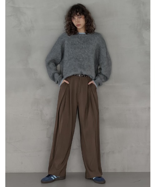 Re:EDIT（リエディ）の「[2025AW COLLECTION]配色モヘアライクシャギーニットトップス（ニット/セーター・レディース・レッド系/ブラウン系/ベージュ系/グレー系/ブラック系・LARGE/MEDIUM）」の10枚目の写真