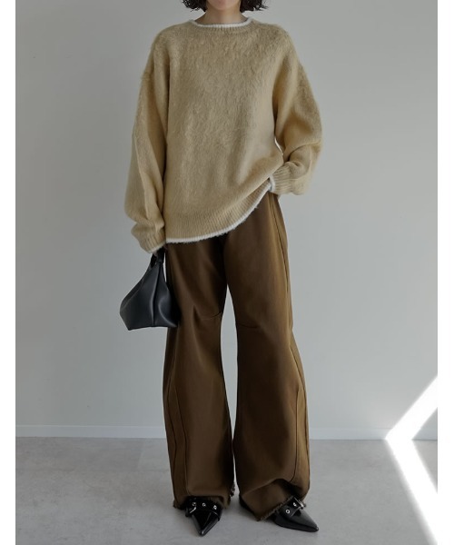 Re:EDIT（リエディ）の「[2025AW COLLECTION]配色モヘアライクシャギーニットトップス（ニット/セーター・レディース・レッド系/ブラウン系/ベージュ系/グレー系/ブラック系・LARGE/MEDIUM）」の14枚目の写真