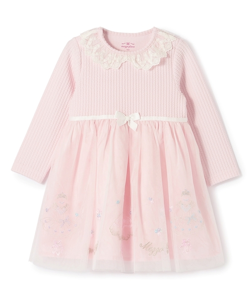 【試着のみ】mezzo piano メゾピアノ　ドレス　ワンピース　刺繍 楽天市場】メゾピアノ(mezzo piano)花柄刺しゅうレースワンピース