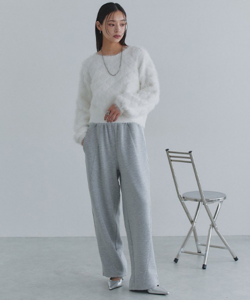 ECLAM(クラム)の「フェザークロップドニット(ニット/セーター・レディース・テラコッタ/ライトグレー/オフホワイト・M)」の14枚目の写真
