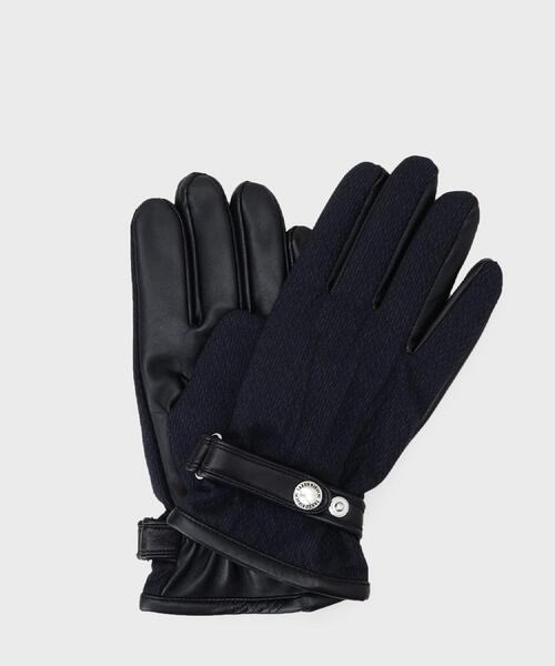 TAKEO KIKUCHI（タケオキクチ）の「【スマホ対応】矢絣レザーコンビグローブ（手袋・メンズ・ネイビー/ブラック・00）」の2枚目の写真