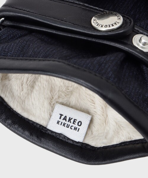 TAKEO KIKUCHI（タケオキクチ）の「【スマホ対応】矢絣レザーコンビグローブ（手袋・メンズ・ネイビー/ブラック・00）」の7枚目の写真