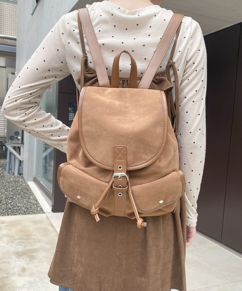 frunco（フランコ）の「スエードリュック（バックパック/リュック・レディース・ブラック/キャメル/ブラウン・FREE）」の4枚目の写真