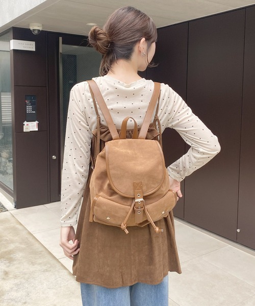 frunco（フランコ）の「スエードリュック（バックパック/リュック・レディース・ブラック/キャメル/ブラウン・FREE）」の5枚目の写真