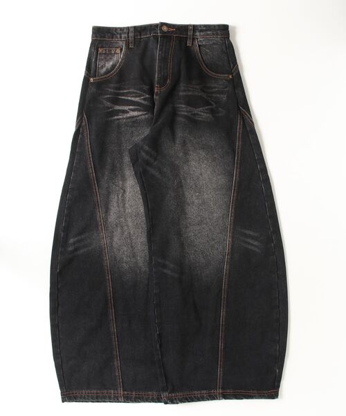 ARULE（アルール）の「A'GEM/9 × .kom 『A'gem/エージェム』A-Line Silhouette Ultra Wide Baggy Denim Pants/Aラインシルエット ウルトラワイドバギーデニムパンツ（デニムパンツ・メンズ・ブラック・L/XXL/XL）」の11枚目の写真