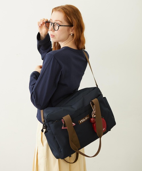 MILKFED.(ミルクフェド)の「BFF BOSTON BAG(ショルダーバッグ・レディース・パープル/ライトブルー/ブラック/ネイビー・ONE SIZE)」の20枚目の写真