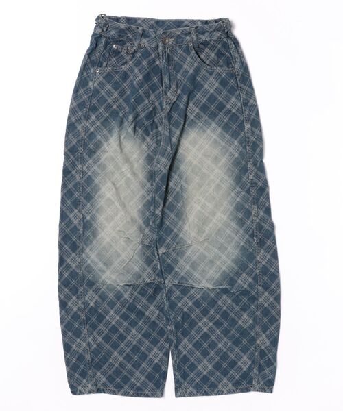 AsRiRe（アスリレイ）の「ウォッシュチェックワイドデニムパンツ（デニムパンツ・レディース・ブルー・S/M/L）」の9枚目の写真