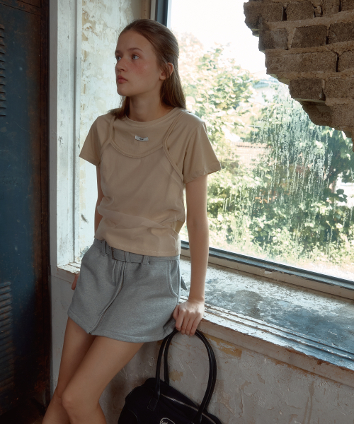 LETERIE(レテリー)の「BELT ZIPPER MINI SKIRT_GREY(スカート・レディース・グレー・FREE)」の3枚目の写真
