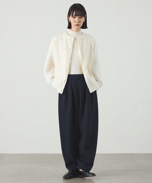 CAST:（キャストコロン）の「【1枚で着映える】スタッズニットカーディガン（カーディガン/ボレロ・レディース・ブラウン系その他5/ブラック/グレー/オフホワイト・M）」の5枚目の写真