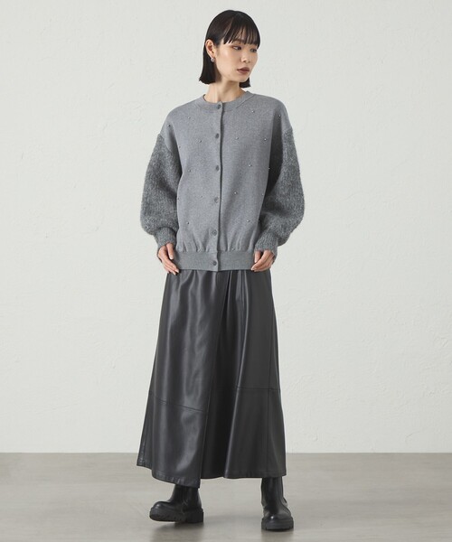 CAST:（キャストコロン）の「【1枚で着映える】スタッズニットカーディガン（カーディガン/ボレロ・レディース・ブラウン系その他5/ブラック/グレー/オフホワイト・M）」の6枚目の写真