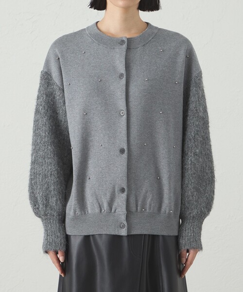 CAST:（キャストコロン）の「【1枚で着映える】スタッズニットカーディガン（カーディガン/ボレロ・レディース・ブラウン系その他5/ブラック/グレー/オフホワイト・M）」の9枚目の写真