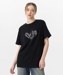 THORN LOGOプリントオーバーサイズ半袖Tシャツブラック