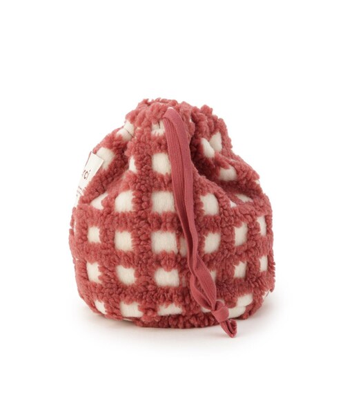 one'sterrace(ワンズテラス)の「◆SE ボアチェック巾着(その他・レディース・レッド系9/グリーン系その他6/グレー系4・99)」の5枚目の写真