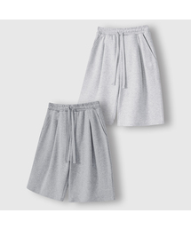 LEMAIN SECOND（リメインセカンド）の「[2PACK] BERMUDA WIDE ONE-TUCK SWEAT SHORTS - GRAY/WHITE MELANGE（その他パンツ）」