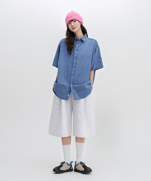 LEMAIN SECOND（リメインセカンド）の「[2PACK] BERMUDA WIDE ONE-TUCK SWEAT SHORTS - GRAY/WHITE MELANGE（その他パンツ・レディース・その他・SMALL/MEDIUM/X-LARGE/LARGE）」の10枚目の写真