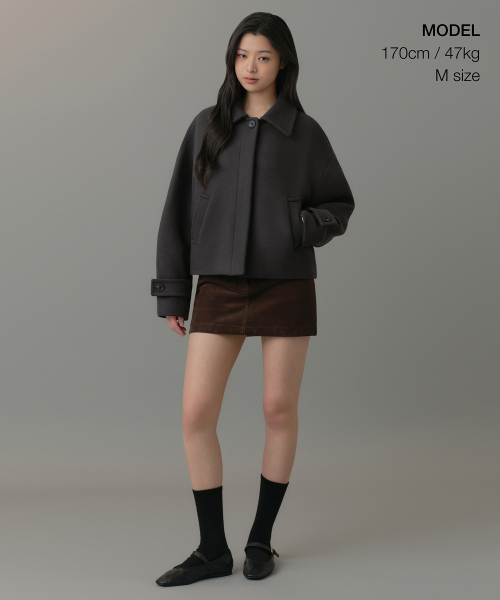 MUSINSA STANDARD WOMAN（ムシンサスタンダードウーマン）の「ウィメンズカシミヤブレンドショートマックコート[ガンメタル]（チェスターコート・レディース・その他・SMALL/MEDIUM/LARGE/X-SMALL）」の2枚目の写真