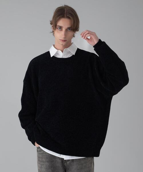 BROWNY（ブラウニー）の「BROWNY/【25年秋冬新作】ベロアモールプルオーバー（ニット/セーター・メンズ・ブラウン/グリーン/ワイン/ブラック・MEDIUM/LARGE）」の2枚目の写真