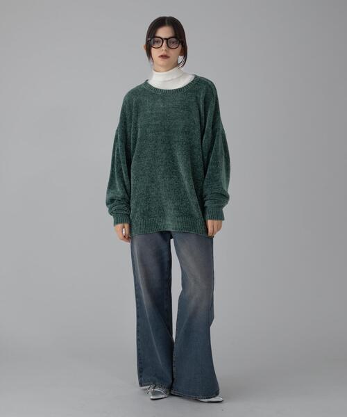 BROWNY（ブラウニー）の「BROWNY/【25年秋冬新作】ベロアモールプルオーバー（ニット/セーター・メンズ・ブラウン/グリーン/ワイン/ブラック・MEDIUM/LARGE）」の18枚目の写真