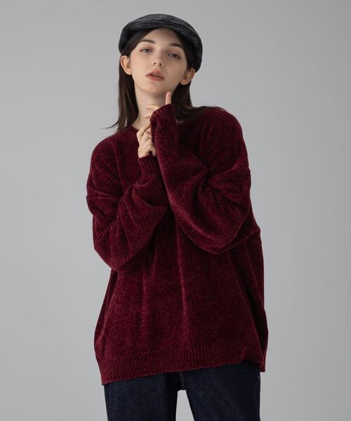 BROWNY（ブラウニー）の「BROWNY/【25年秋冬新作】ベロアモールプルオーバー（ニット/セーター・メンズ・ブラウン/グリーン/ワイン/ブラック・MEDIUM/LARGE）」の4枚目の写真