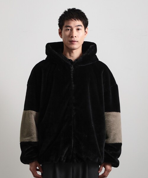 THE SHOP TK （ザ ショップ ティーケー ）の「フードフェイクファーブルゾン（ブルゾン・メンズ・ブラック/ベージュ・03/02）」の11枚目の写真