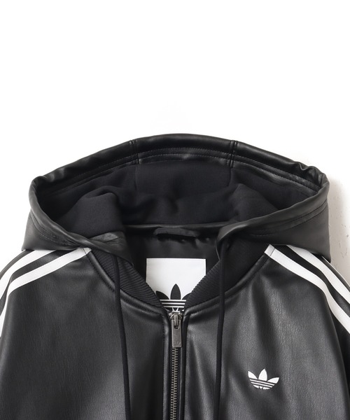 adidas(アディダス)の「adidas W PLEATHER JKT / アディダス ウィメンズ プレザー ジャケット(その他アウター・レディース・ブラック・S/3XL/XXL/XL/L/M)」の4枚目の写真