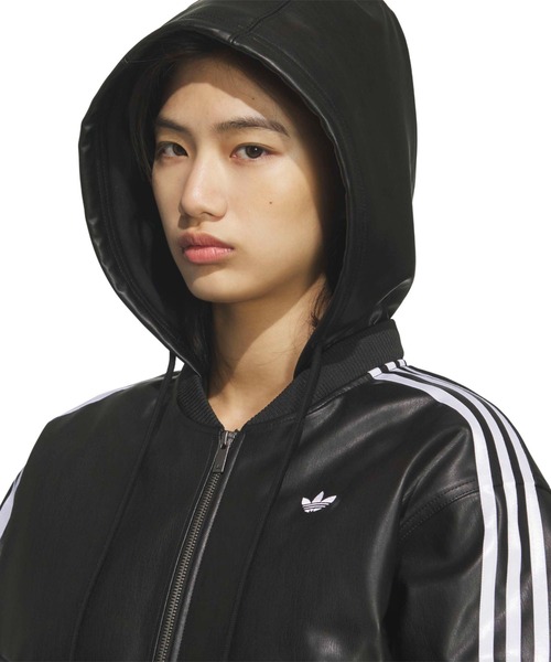 adidas(アディダス)の「adidas W PLEATHER JKT / アディダス ウィメンズ プレザー ジャケット(その他アウター・レディース・ブラック・S/3XL/XXL/XL/L/M)」の3枚目の写真
