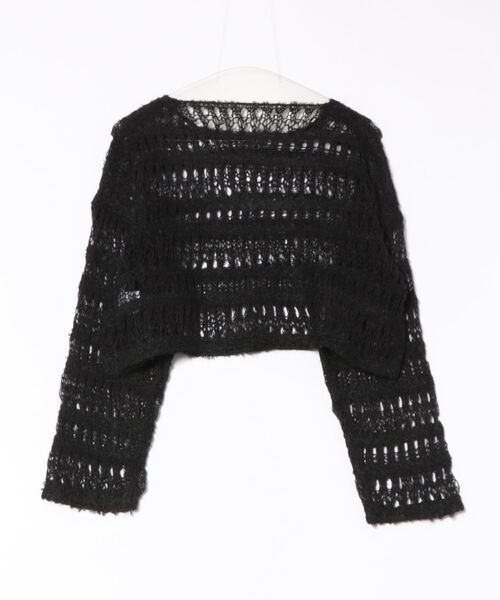 CIEL'AIR(シエルエアー)の「BOUCLE SHORT SWEATER(ブークレショートセーター)(ニット/セーター・レディース・アイボリー/ブラック・FREE)」の3枚目の写真
