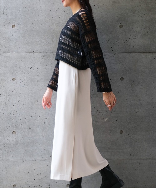 CIEL'AIR(シエルエアー)の「BOUCLE SHORT SWEATER(ブークレショートセーター)(ニット/セーター・レディース・アイボリー/ブラック・FREE)」の12枚目の写真