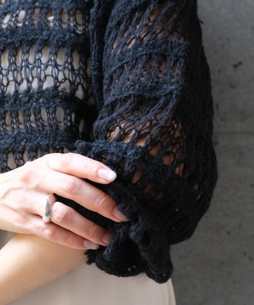 CIEL'AIR(シエルエアー)の「BOUCLE SHORT SWEATER(ブークレショートセーター)(ニット/セーター・レディース・アイボリー/ブラック・FREE)」の15枚目の写真