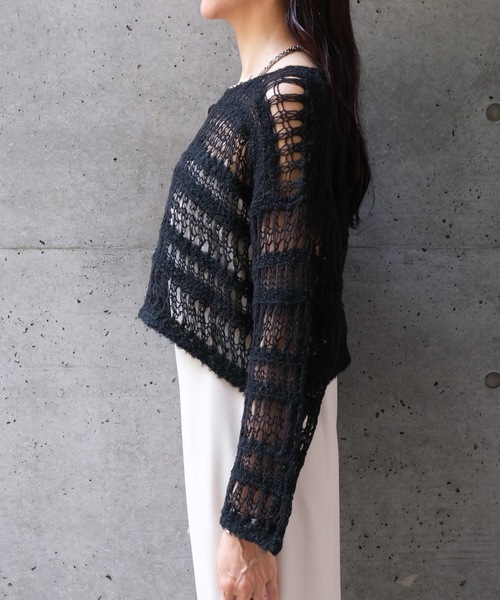 CIEL'AIR(シエルエアー)の「BOUCLE SHORT SWEATER(ブークレショートセーター)(ニット/セーター・レディース・アイボリー/ブラック・FREE)」の16枚目の写真
