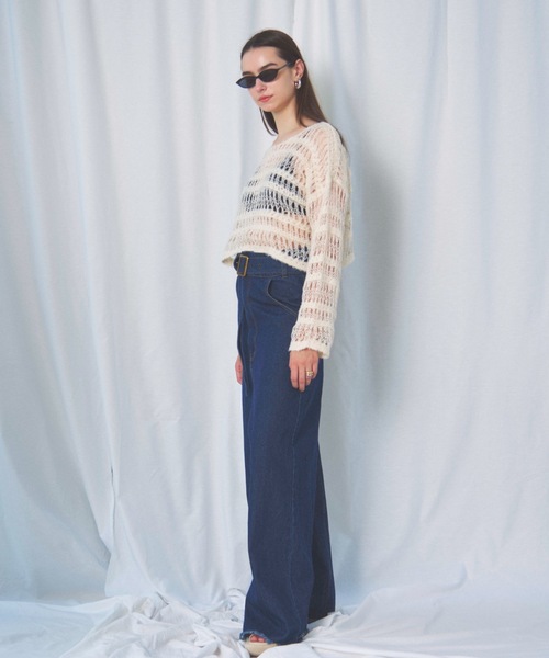 CIEL'AIR(シエルエアー)の「BOUCLE SHORT SWEATER(ブークレショートセーター)(ニット/セーター・レディース・アイボリー/ブラック・FREE)」の9枚目の写真