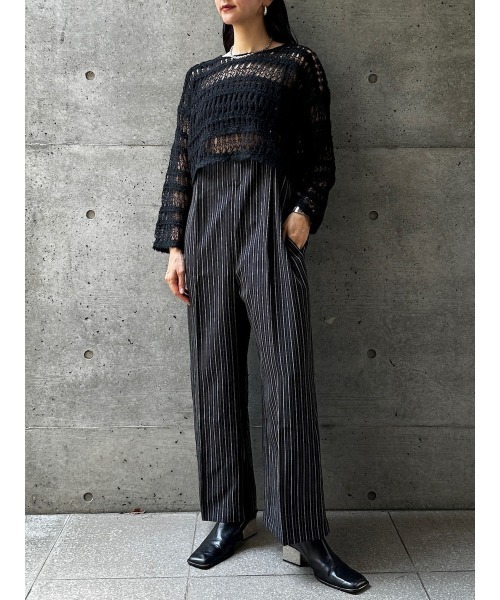 CIEL'AIR(シエルエアー)の「BOUCLE SHORT SWEATER(ブークレショートセーター)(ニット/セーター・レディース・アイボリー/ブラック・FREE)」の20枚目の写真