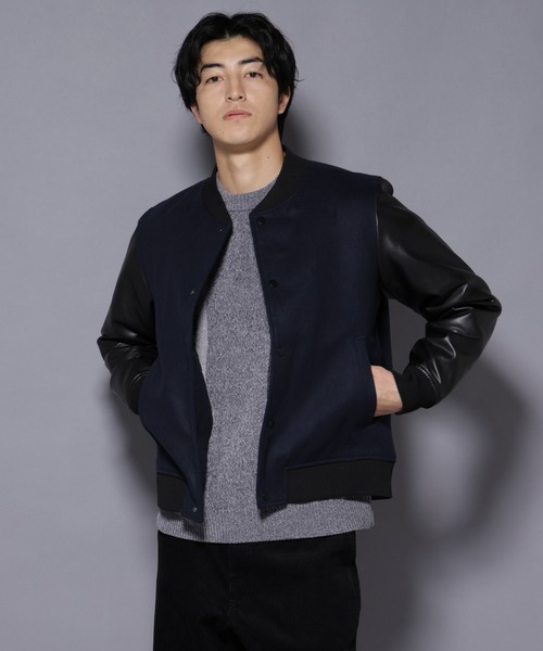 NANO universe（ナノユニバース）の「フェイクレザースタジャン（スタジャン・メンズ・ブラック/ネイビー・L/M/S）」の3枚目の写真