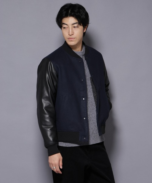 NANO universe（ナノユニバース）の「フェイクレザースタジャン（スタジャン・メンズ・ブラック/ネイビー・L/M/S）」の4枚目の写真