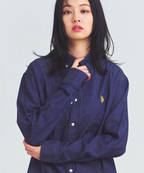 U.S. POLO ASSN.(ユーエスポロアッスン)の「US POLO ASSN BDシャツ(シャツ/ブラウス・メンズ・アイボリー/インディゴブルー・L/XL/M)」の1枚目の写真