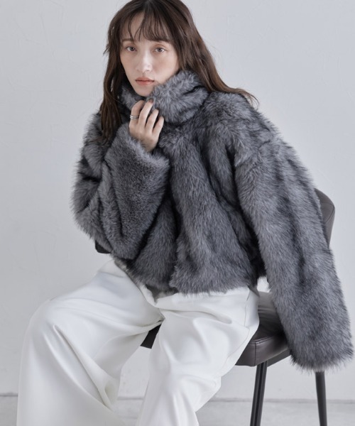 セール】[ECLAM]フェイクファージップアップブルゾン（ブルゾン