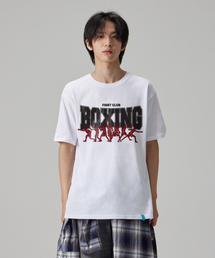[ファイトクラブボクシング]コットンルーズフィット半袖Tシャツ_ホワイト