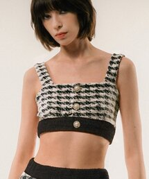 UNTAGE（アンテージ）の「ギンガムブークレクロップニットトップ（ブラック）_UTW-SC15（ベスト）」