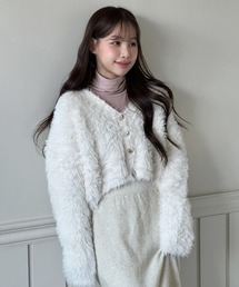 by muni:r（バイ ムニール）の「【着用動画あり・3色展開】ハートキュービック ファー ニットカーディガン/2025 AW COLLECTION（カーディガン/ボレロ）」
