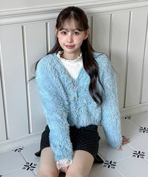 ファー」に該当するカーディガン/ボレロ（ブルー・ネイビー/青色系