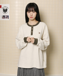 PIECEMAKER（ピースメーカー）の「OVERSIZED HENLEY NECK SWEATSHIRTS (IVORY)（スウェット）」