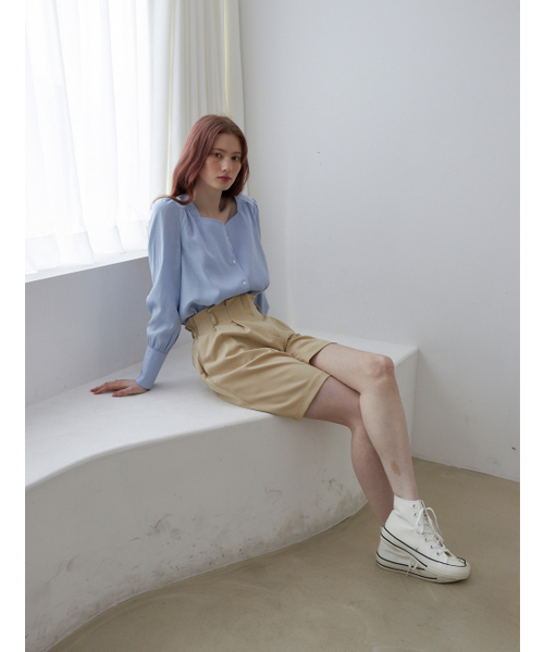 BIBYSEOB（バイバイソプ）の「ツーピンタックバミューダパンツベージュ[T21]（その他パンツ・レディース・その他・FREE）」の4枚目の写真