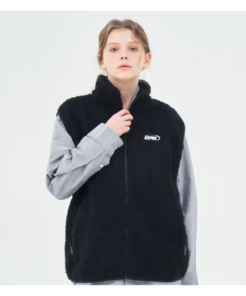NYPM フリースウォームアップ羊毛ベスト ブラック