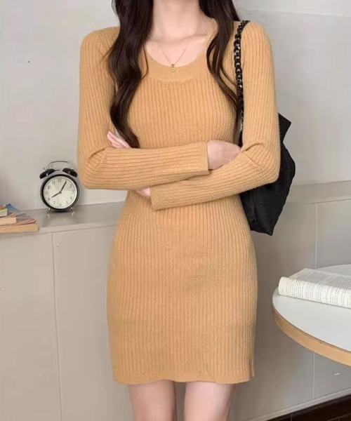 Miniministore(ミニミニストア)の「リブニットワンピース タイトワンピース(ワンピース・レディース・アイボリー/ブラック/ダークグレー/ブラウン/キャメル・FREE)」の21枚目の写真