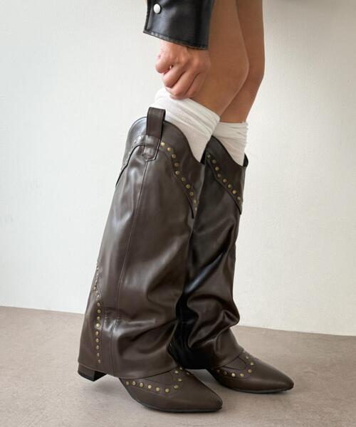 WEGO（ウィゴー）の「WEGO/ウエスタンカバーロングブーツ（ブーツ・レディース・ブラック/ブラウン・SMALL/MEDIUM/LARGE）」の13枚目の写真