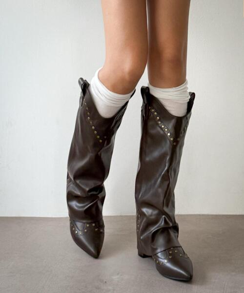 WEGO（ウィゴー）の「WEGO/ウエスタンカバーロングブーツ（ブーツ・レディース・ブラック/ブラウン・SMALL/MEDIUM/LARGE）」の14枚目の写真